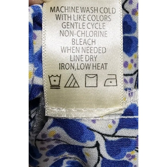 Max Studio Blue Floral Chic Blouse W Sz M Smocked Waist Knot Front NWT 2704D30 - Picture 8 of 8